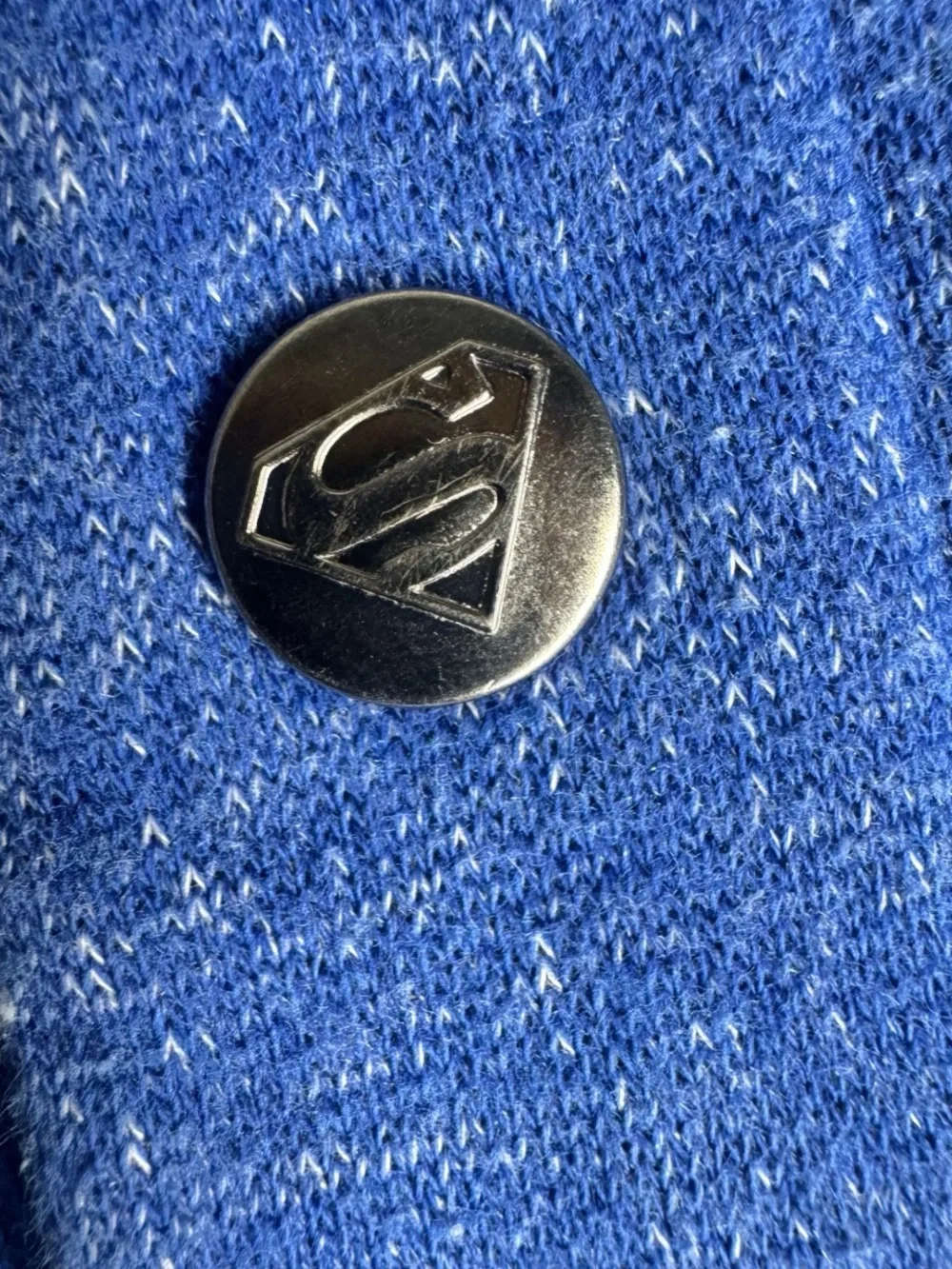 DC Comics Superman Varsity Letterman Jacket Blue Gray Snap Button Men's Small